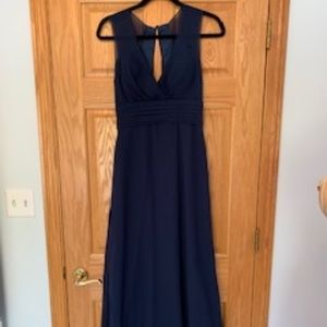 Bari Jay Navy Blue v-neck Evening Gown Size 4